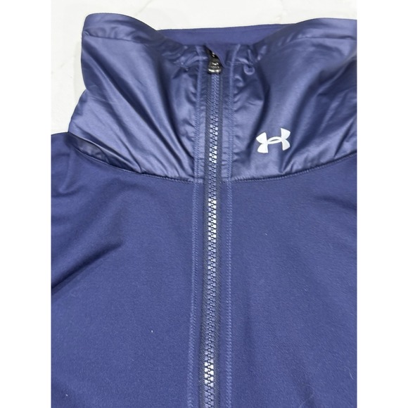 Under Armour Warm Up Track Jacket Womens Small Blue Full Zip Fitted Stretch - Picture 4 of 12